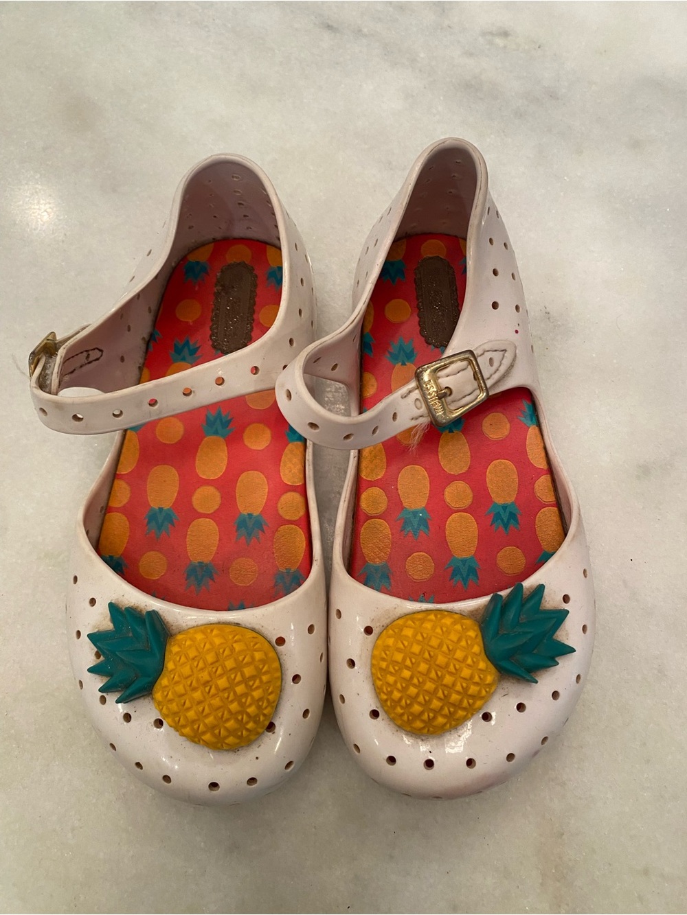 Mini Melissa White Girls Pineapple Mary Janes